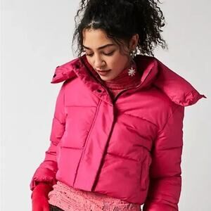 RTR UNREAL FUR TANGERINE DREAM PHAEDRA JACKET Sz S crop cropped puffer pink coat